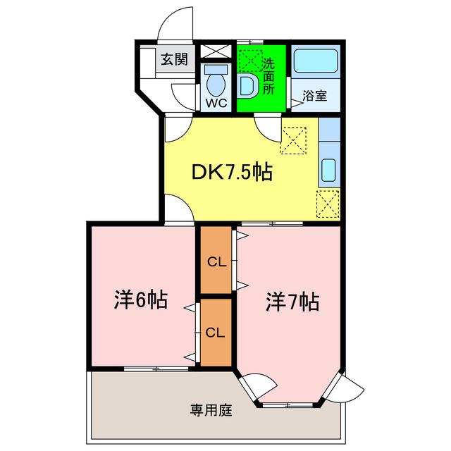 MIKI HOUSEシャルマン(2DK/1階)の間取り写真