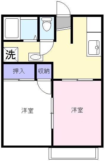 ラ・ポール西中央(2K/2階)の間取り写真