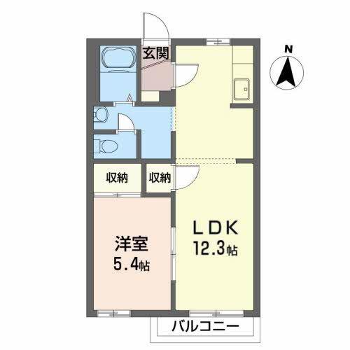 ヤマトハイツIIF(1LDK/2階)の間取り写真
