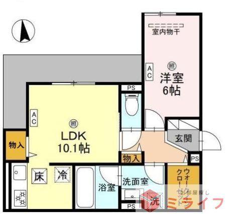 クレスト平野南(1LDK/1階)の間取り写真