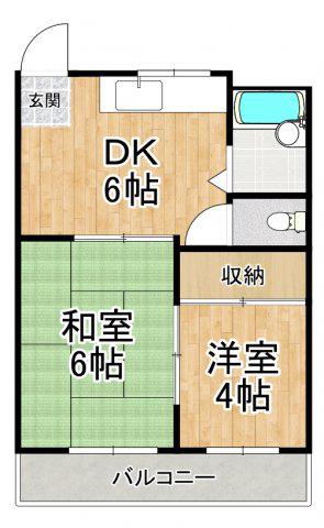 マンションポール(2DK/2階)の間取り写真