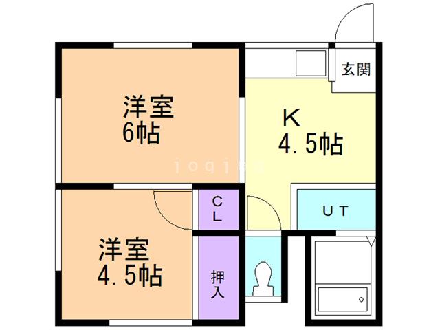 津川ハイツ(2K/2階)の間取り写真