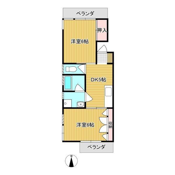 星ヶ丘ハイツ(2DK/3階)の間取り写真