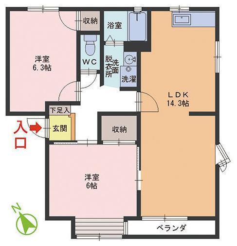 ヴィラ・モンテローザ(2LDK/1階)の間取り写真