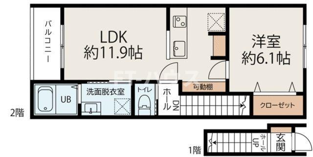 コネクトパーク花園町(1LDK/2階)の間取り写真