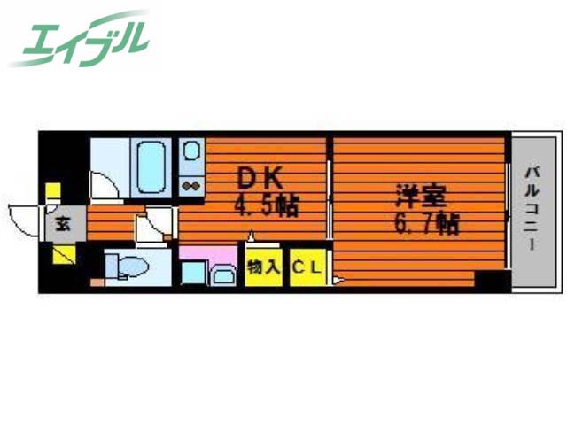 パルロイヤル東古松(1DK/3階)の間取り写真