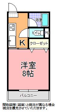 ハイツ桜 A棟(1K/2階)の間取り写真