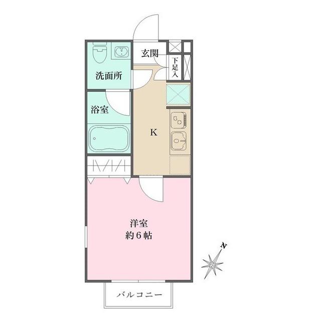 ノース GARDEN(1K/1階)の間取り写真