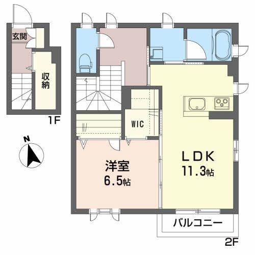 シャーメゾンあさかぜA棟(1LDK/1階)の間取り写真