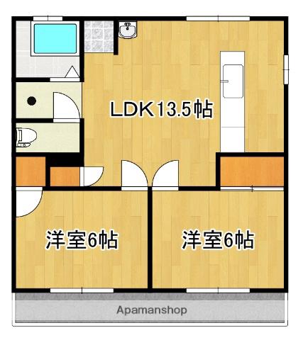 ハイツ中沢(2LDK/2階)の間取り写真