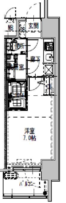 S-RESIDENCEドーム前千代崎(1K/4階)の間取り写真