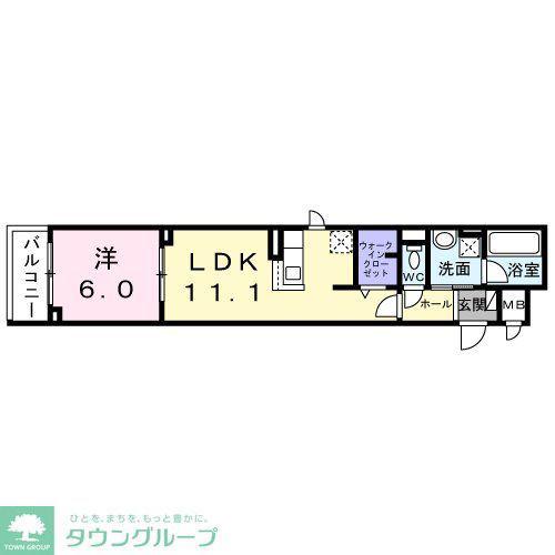 スカイノッツ北赤羽(1LDK/1階)の間取り写真