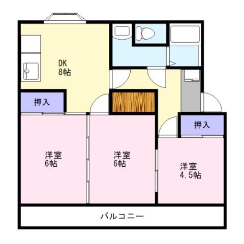 コーポMIZUSAWAII(3DK/3階)の間取り写真