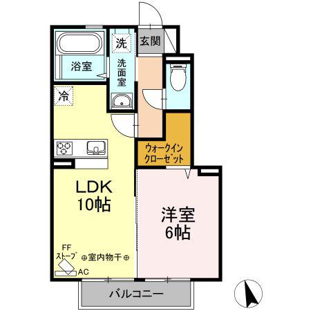D-ROOM樹木(1LDK/1階)の間取り写真