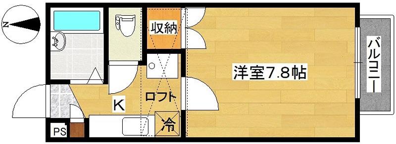メゾン長命ヶ丘(1K/1階)の間取り写真