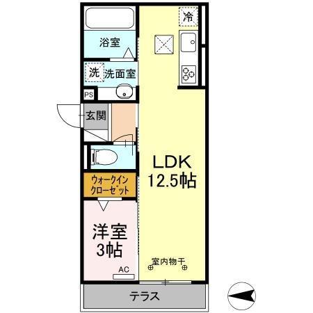 FLEURIR(1LDK/3階)の間取り写真