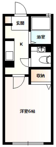 ドゥリームハウス(1K/1階)の間取り写真