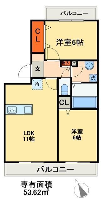 ALBAGRANDE(2LDK/3階)の間取り写真