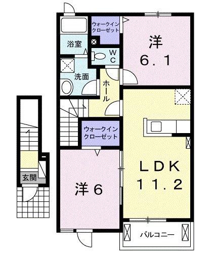 メゾンドエスポワール(2LDK/2階)の間取り写真