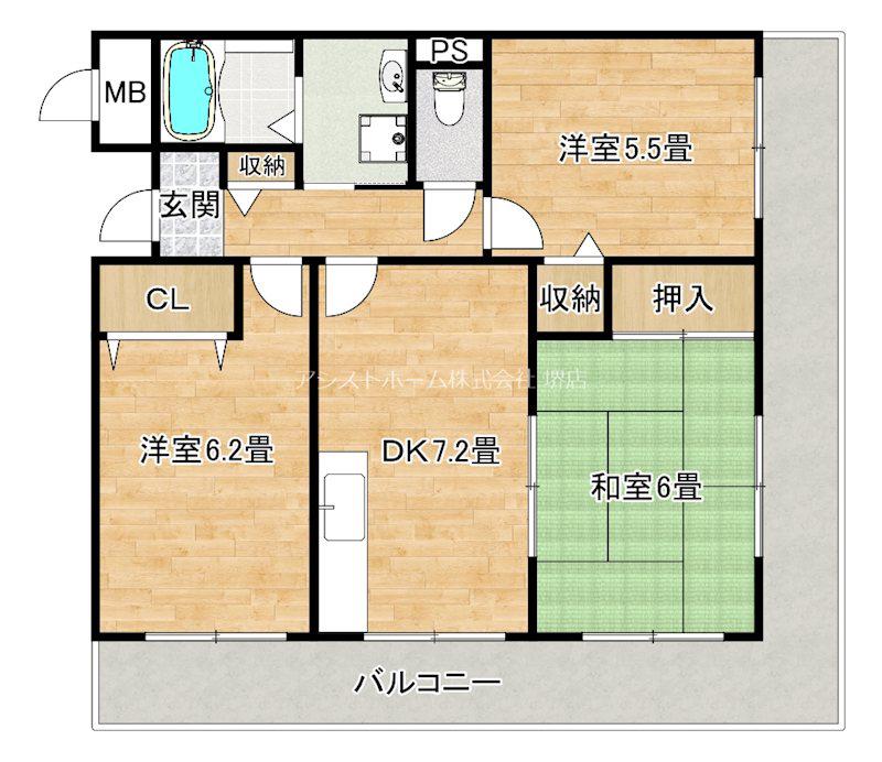 ロトルア(3DK/8階)の間取り写真