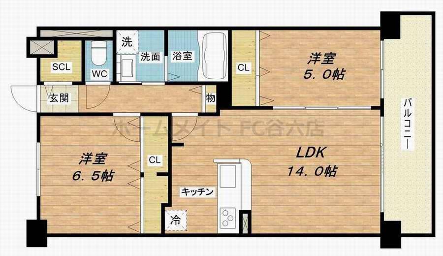 ショウエイ靱(2LDK/4階)の間取り写真