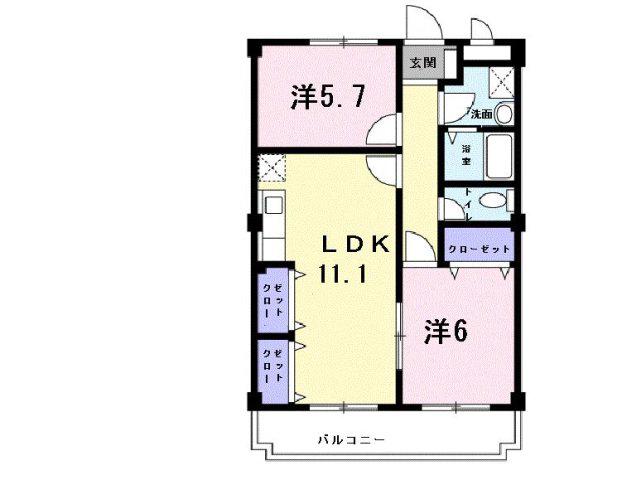 ポートサーパス(2LDK/3階)の間取り写真
