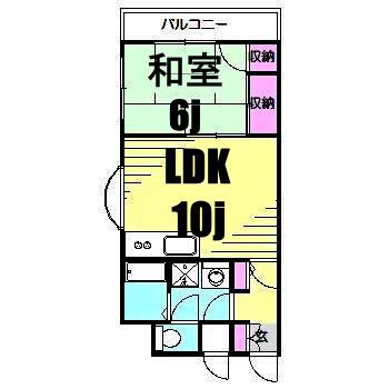 ラポール南太田(1LDK/4階)の間取り写真