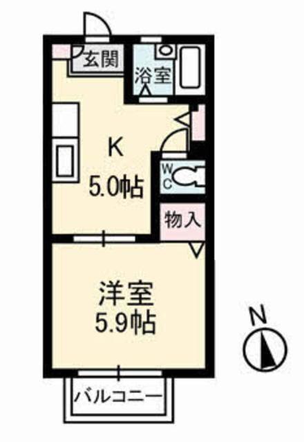 コーポつくし津ノ井(1K/2階)の間取り写真