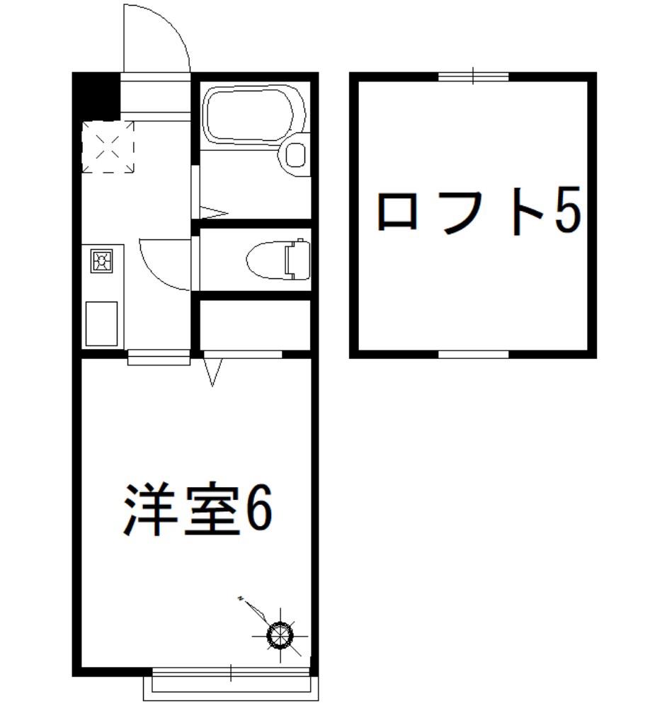 湘南ケイオーフラットD(1K/2階)の間取り写真