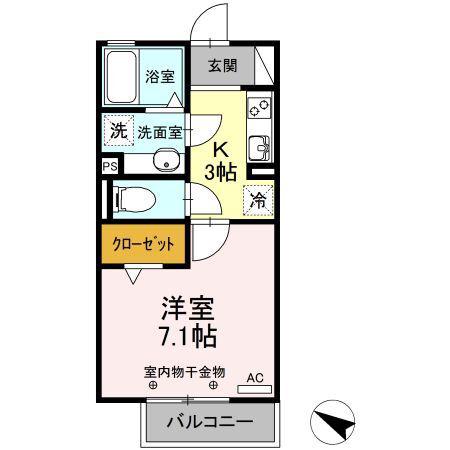 リブレリア(1K/1階)の間取り写真