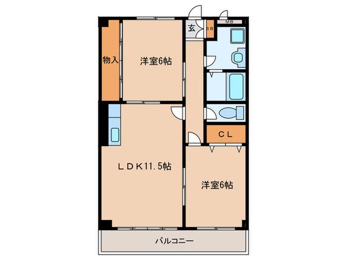 シャトル永井(2LDK/1階)の間取り写真
