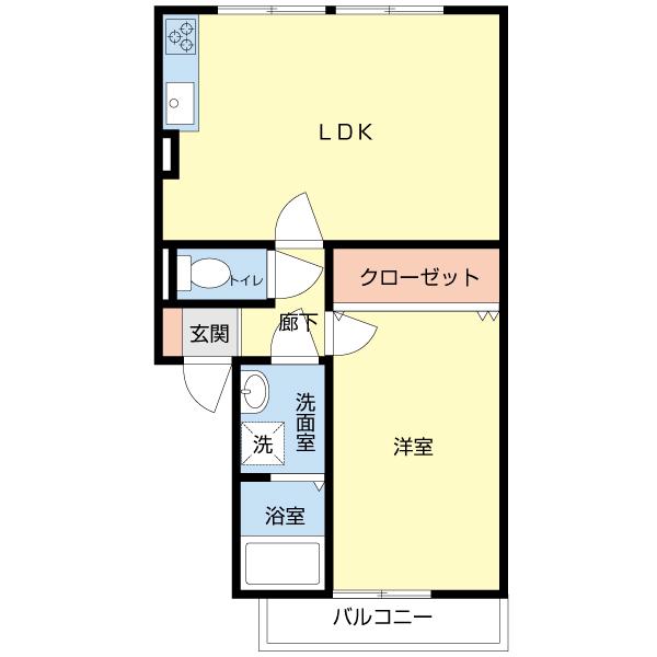 ハイカムール青山(1LDK/1階)の間取り写真
