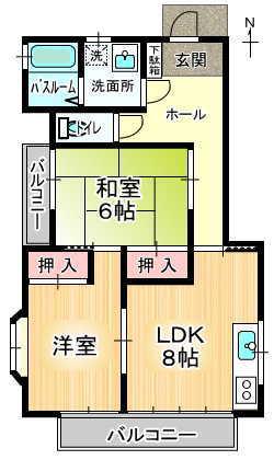 コーポ宇賀神(2LDK/2階)の間取り写真