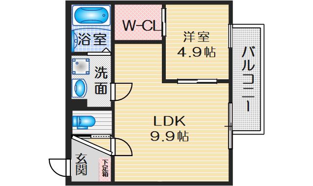 SCALA TOYOTSU(1LDK/3階)の間取り写真