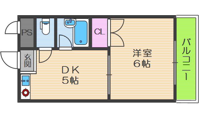 パレス北梅田(1DK/7階)の間取り写真