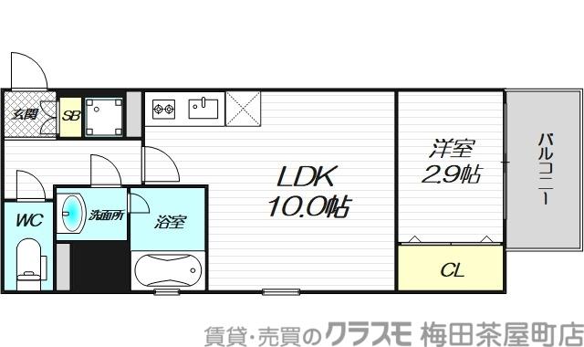 シーズンフラッツ阿波座(1LDK/8階)の間取り写真