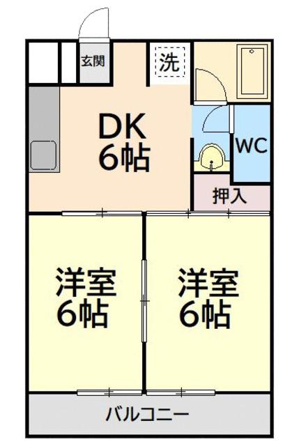 フラッツ本町西(2DK/2階)の間取り写真