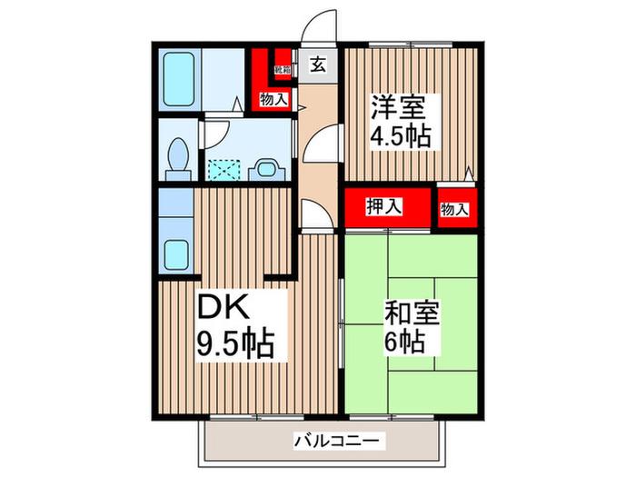 サンフェリーチェ(2DK/1階)の間取り写真