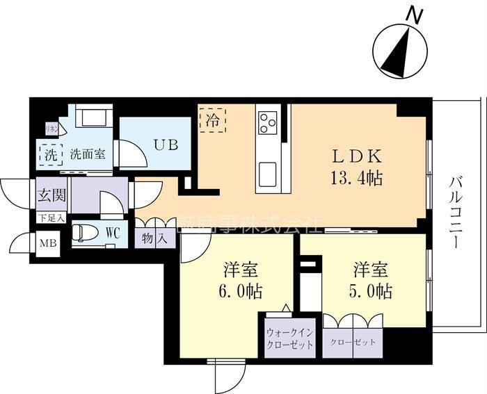 プライズ守谷(2LDK/4階)の間取り写真