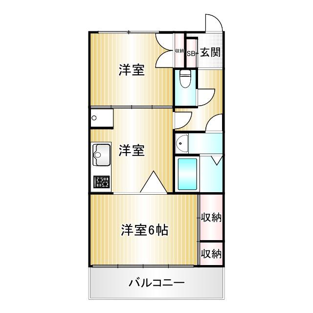 セラ若宮(2DK/2階)の間取り写真