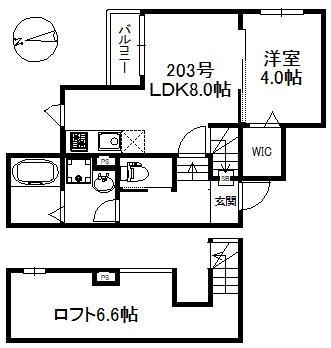 マグノリア梅満(1LDK/2階)の間取り写真