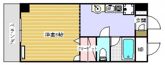 ラポール小町(1K/7階)の間取り写真