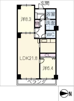 シャトー楼蘭 F-3(2LDK/3階)の間取り写真
