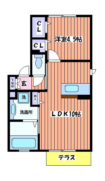 アクシス(1LDK/1階)の間取り写真