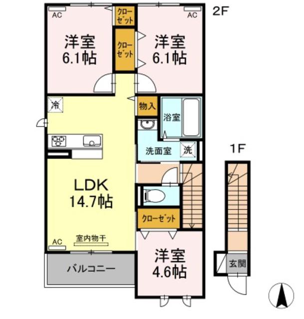 ブランジュール(3LDK/2階)の間取り写真