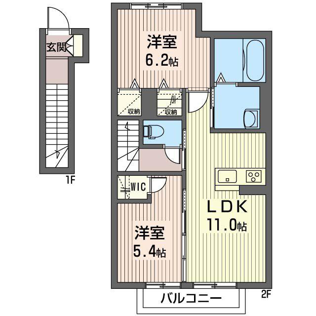 メゾン・ド・クラヴィエ(2LDK/2階)の間取り写真