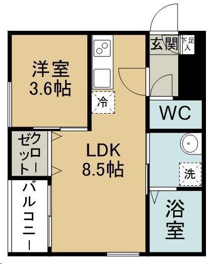 REGALEST連坊(1LDK/3階)の間取り写真
