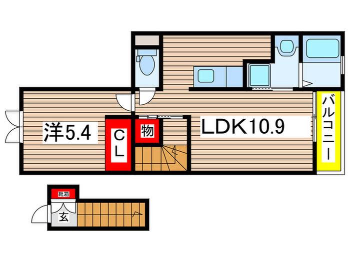 M&T沖野(1LDK/2階)の間取り写真
