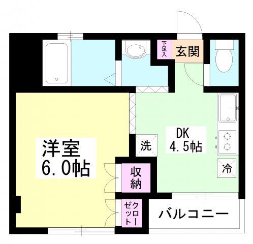 山崎ビル(1DK/3階)の間取り写真