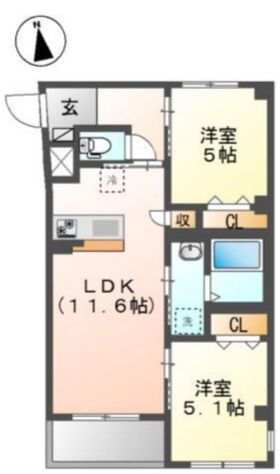 高島平1丁目マンション工事(2LDK/3階)の間取り写真